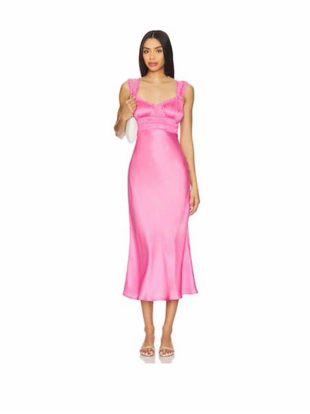 Astr Enola Dress Pink Satin Midi Dress